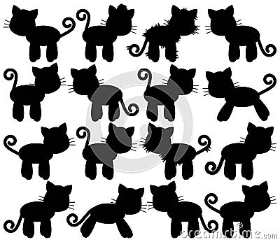 Vector Collection of Cute Cat Silhouettes Vector Illustration