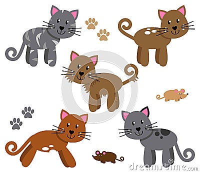 Vector Collection of Cute and Playful Cats Vector Illustration