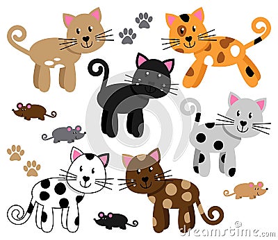 Vector Collection of Cute and Playful Cats Vector Illustration