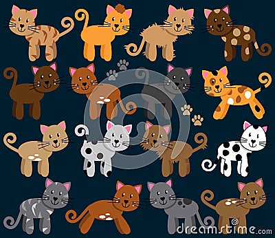 Vector Collection of Cute and Playful Cats Vector Illustration