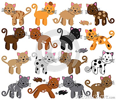 Vector Collection of Cute and Playful Cats Vector Illustration