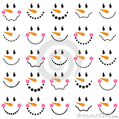 Vector Collection of Cute Snowman Faces Vector Illustration