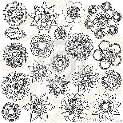 Vector Collection of Doodle Style Flowers Vector Illustration