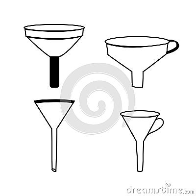 Set of Four Funnels Vector Illustration Stock Photo