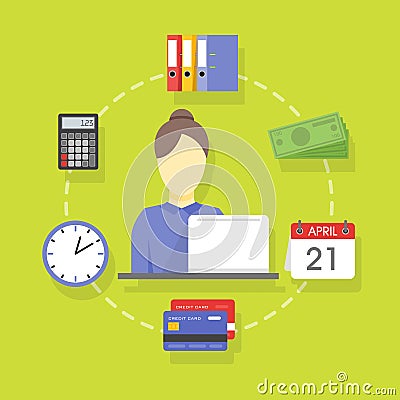 Vector collection of flat and colorful business and finance concepts accounting icons Stock Photo