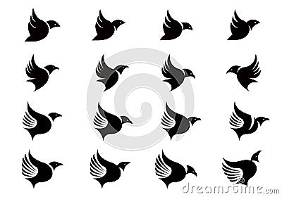 Vector Collection of Flying Bird Silhouettes design template Vector Illustration