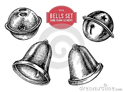 Vector collection of hand drawn bells Vector Illustration