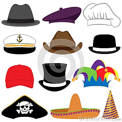 Vector Collection of Hats or Photo Props Vector Illustration