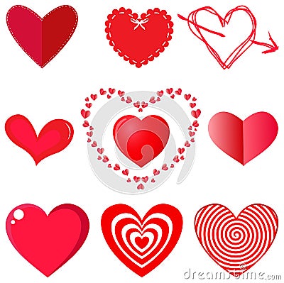 Vector collection of hearts on white background Vector Illustration