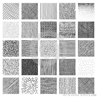 Vector collection ink hand drawn hatch texture Vector Illustration