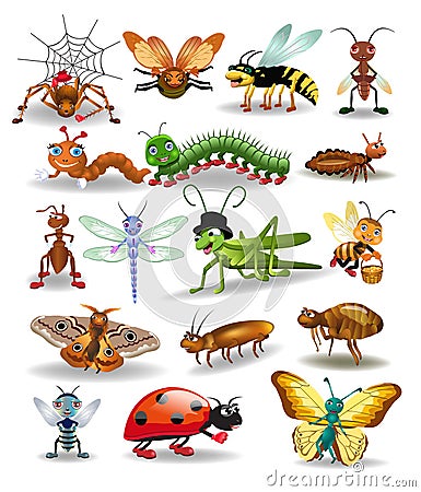 Vector collection of insects isolated on a white background Vector Illustration