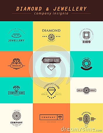 Vector collection of jewellery and diamond logos. Vector Illustration