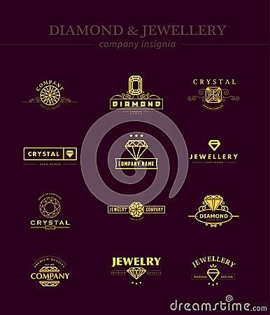 Vector collection of jewellery and diamond logos. Vector Illustration