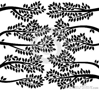 Vector Collection of Leafy Tree Branch Silhouettes Vector Illustration