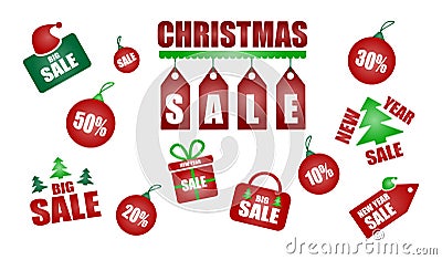 Vector collection of new year discount price tags. Isolated sale offer banner and 24 hour sale promo stickers, business Vector Illustration