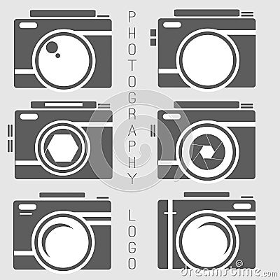 Vector collection of photography logo templates. Photocam logotypes. Photography vintage badges and icons. Photo labels. Stock Photo