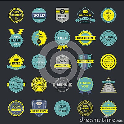 Vector Collection of premium retro badges and packaging labels. Vector Illustration