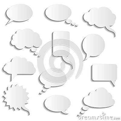 Vector collection of realistic paper speech bubbles Vector Illustration