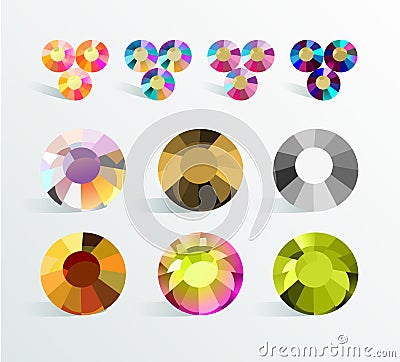 Vector collection of shine colorful gemstones isolated on white background. Vector Illustration
