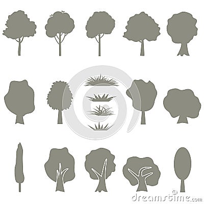 Vector collection of tree silhouettes isolates Vector Illustration
