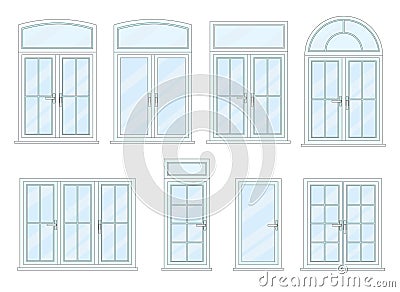 Vector collection of various windows types. Vector Illustration