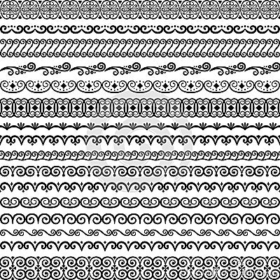 Vector collection of vintage endless borders. Brushes included in the file Vector Illustration