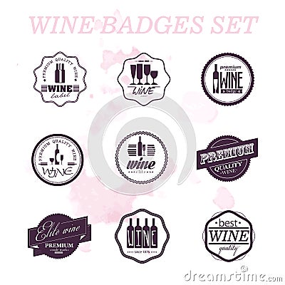 Vector collection of wine badges. Vector Illustration