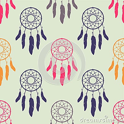 Vector colofrul seamless pattern with dream catchers Vector Illustration