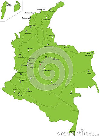 Vector Colombia map Cartoon Illustration