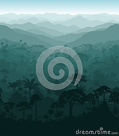 Vector colombian seamless tropical rainforest Jungle background Vector Illustration