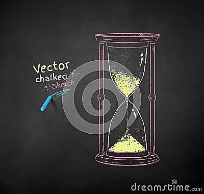 Vector color chalk drawn illustration of hourglass Vector Illustration