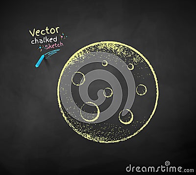 Vector color chalk drawn illustration of Moon Vector Illustration