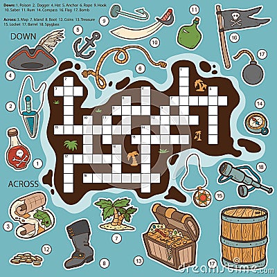 Vector color crossword, education game about pirates Vector Illustration