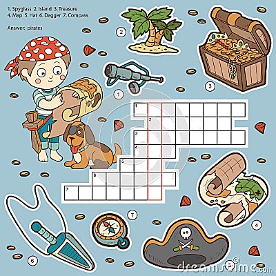 Vector color crossword, education game about pirates Vector Illustration