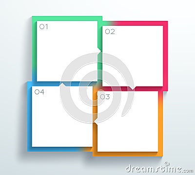 Vector Color 3d Square Text Boxes 1 to 4 Cycle Infographic A Vector Illustration