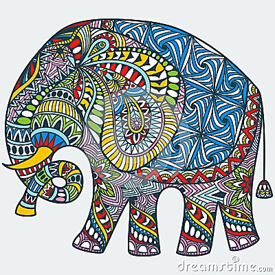 Vector color decorated Indian Elephant Vector Illustration
