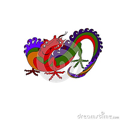 Vector color drawn picture funny dragon. Stock Photo