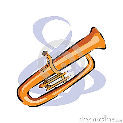 vector color flat design tuba wind instrument vector illustration white background in EPS10 Vector Illustration