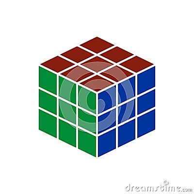 Vector color icon. vector cube toy puzzle, 4x4 square. Mechanical puzzle toy. vector illustration isolated on white background. Vector Illustration