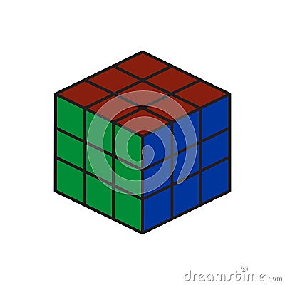 Vector color icon. vector cube toy puzzle, 4x4 square. Mechanical puzzle toy. vector illustration isolated on white background. Vector Illustration