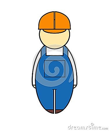 Vector color illustration of a builder, engineer. Symbols, icons, signs. Vector Illustration
