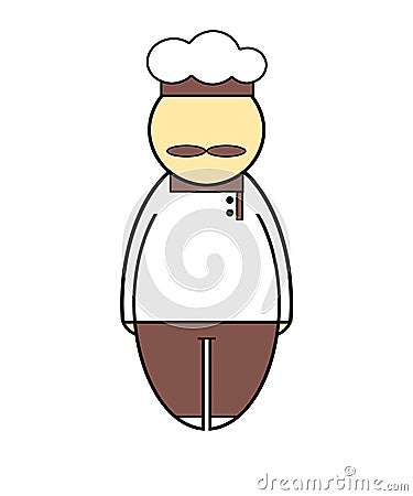 Vector color illustration of a cook, a chef. Symbols, icons, signs. Vector Illustration