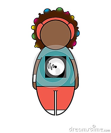 Vector color illustration of a DJ, musician, radio host. Vector Illustration