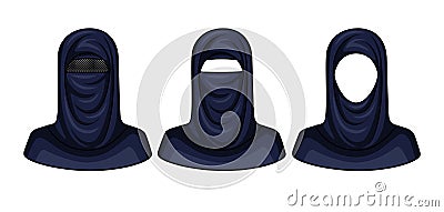 Vector color illustration of a headdress of arab women. Cartoon Illustration