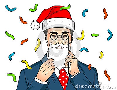 Vector color illustration of a man celebrating the new year. Cartoon Illustration