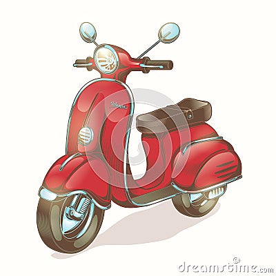 Vector color illustration red scooter, moped Vector Illustration