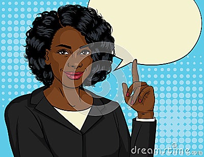 Vector color illustration of successful African American business woman. Cartoon Illustration