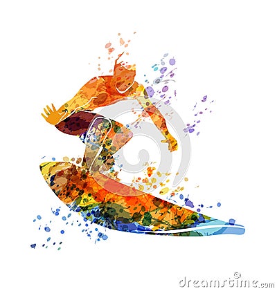 Vector color illustration surfer Vector Illustration