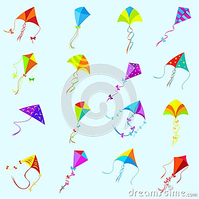 Vector color kite set Vector Illustration