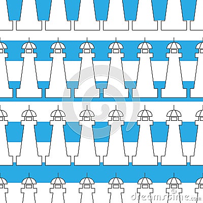 Vector color lighthouse seamless background pattern. Eps10 Stock Photo